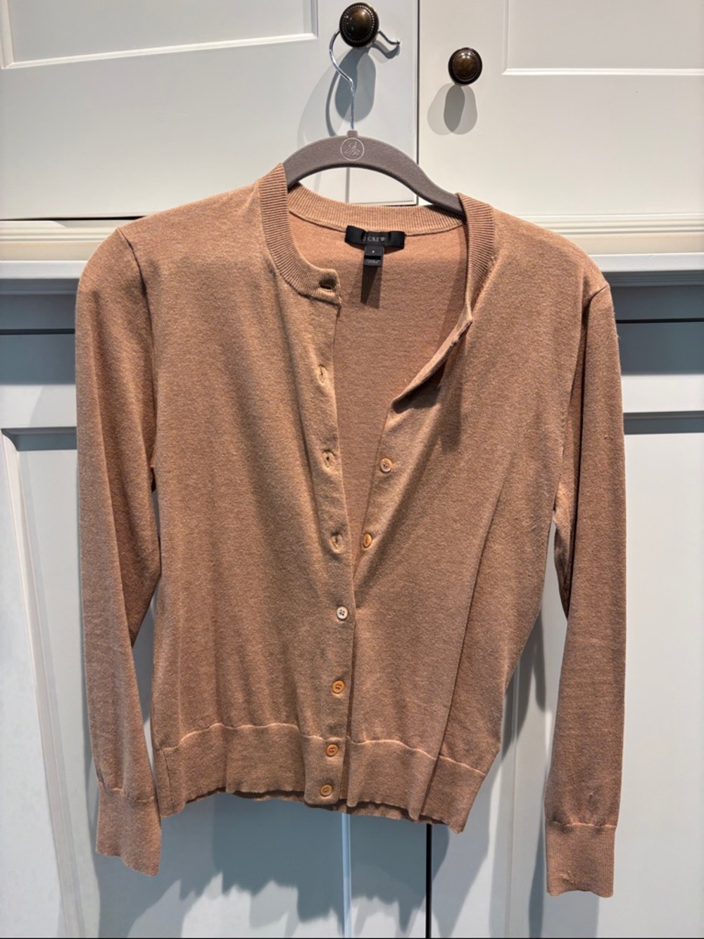 J. Crew Lightweight Tan Crewneck Button Cardigan. Never worn. NWOT